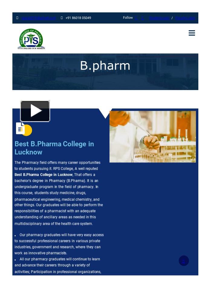 PPT – B.Pharma College In Lucknow - RPS Pharmacy College PowerPoint ...