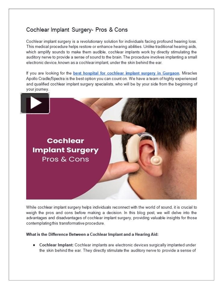 PPT – Cochlear Implant Surgery: Pros & Cons PowerPoint Presentation ...