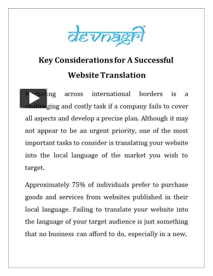 Ppt Key Considerations For A Successful Website Translation Powerpoint Presentation Free To