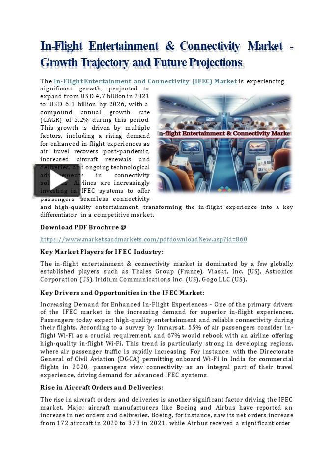 PPT In Flight Entertainment Connectivity Market Growth Trajectory