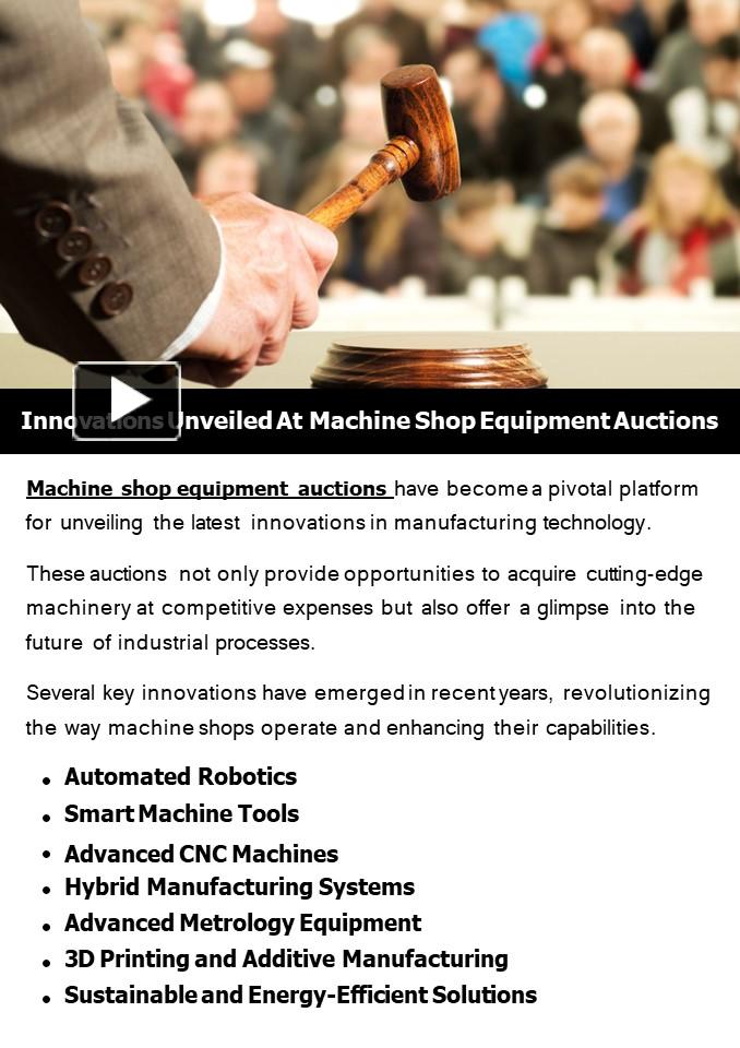 PPT – Innovations Unveiled At Machine Shop Equipment Auctions ...