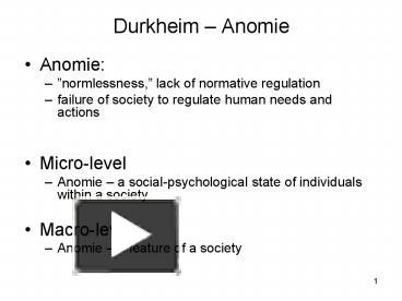 anomie durkheim