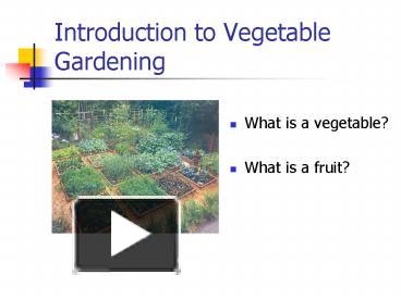 PPT – Introduction To Vegetable Gardening PowerPoint Presentation ...