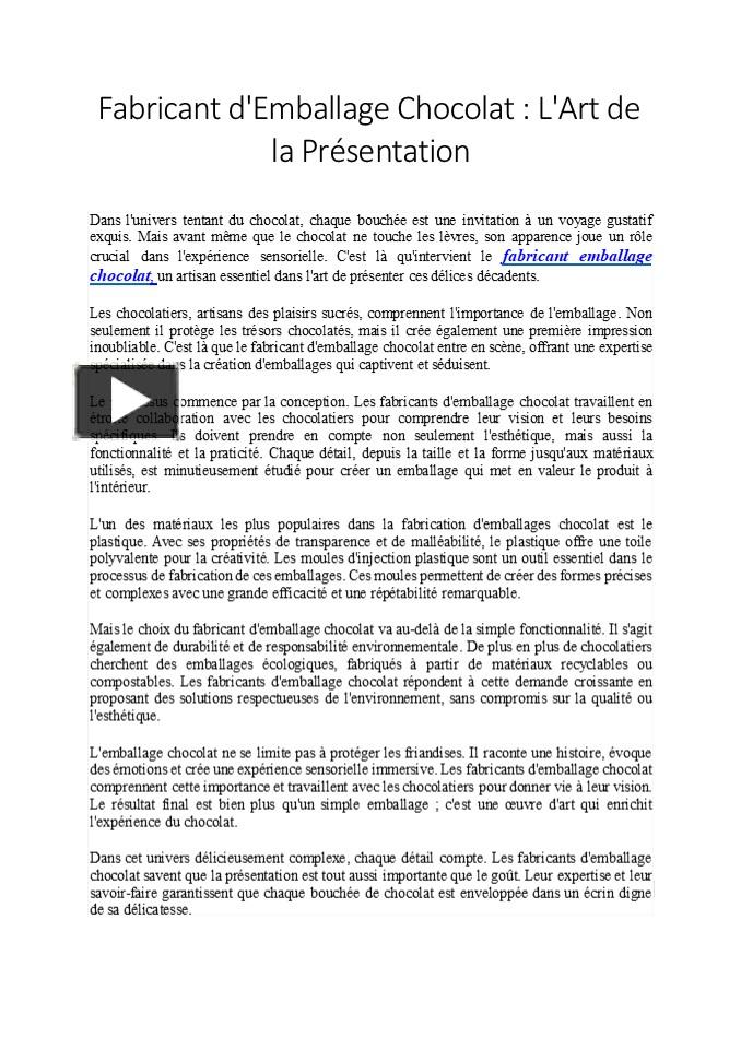 PPT – Fabricant D'Emballage Chocolat : L'Art De La Présentation (1 ...