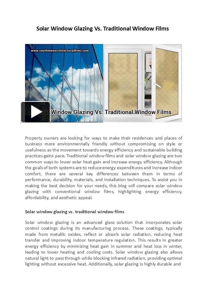 PPT Solar Window Glazing Vs Traditional Window Films PowerPoint