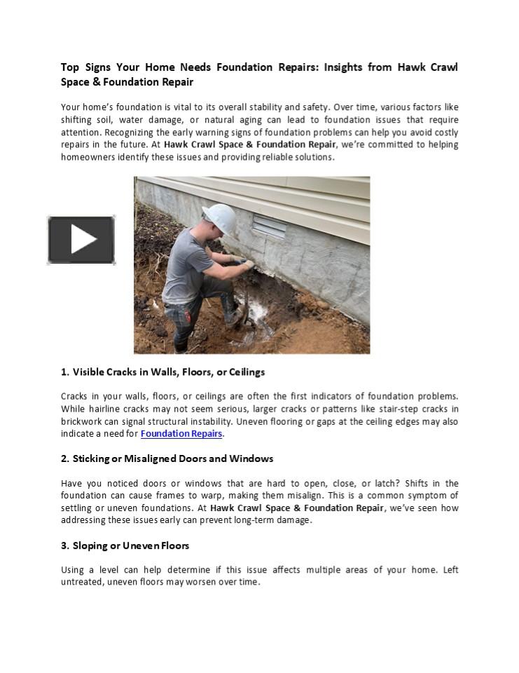 Ppt Top Signs Your Home Needs Foundation Repairs Insights From Hawk