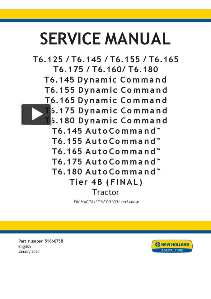 PPT New Holland T6 145 AutoCommand Tier 4B FINAL Tractor Service