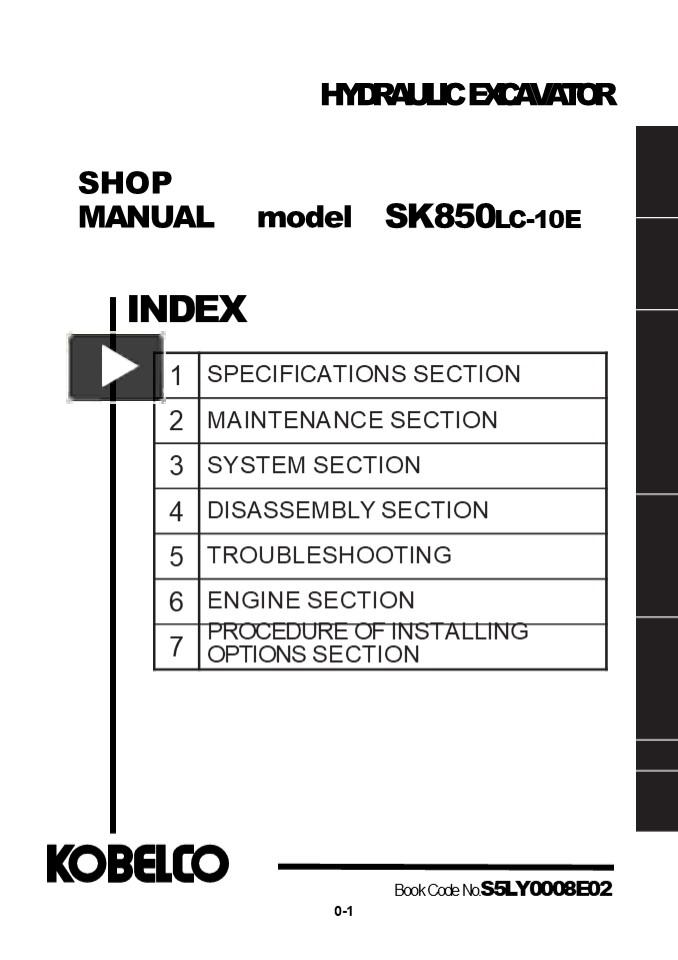 PPT Kobelco SK850LC 10E EU HYDRAULIC EXCAVATOR Service Repair