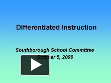 PPT – Differentiated Instruction PowerPoint Presentation | Free To View ...