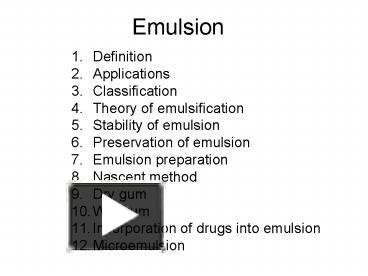 PPT – Emulsion PowerPoint presentation