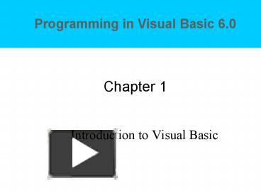 PPT – Introduction To Visual Basic PowerPoint Presentation | Free To ...