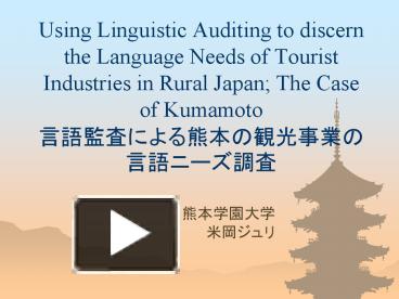 PPT – Using Linguistic Auditing to discern the Language Needs of