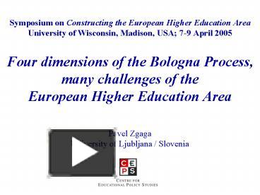 PPT – Four Dimensions Of The Bologna Process, Many Challenges Of The ...