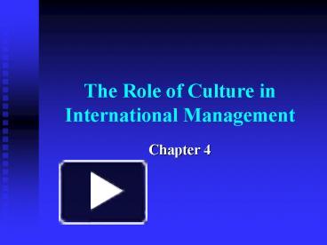 PPT – The Role Of Culture In International Management PowerPoint ...