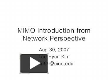 PPT – MIMO Introduction From Network Perspective PowerPoint ...