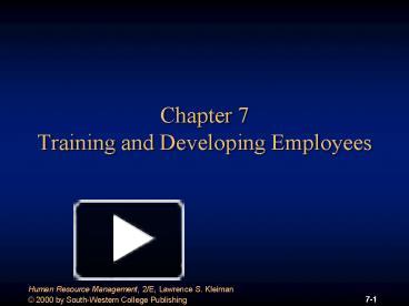 PPT Chapter 7 Training And Developing Employees PowerPoint