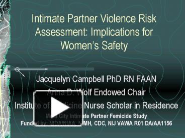 PPT – Intimate Partner Violence Risk Assessment: Implications For ...