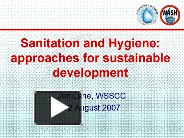 PPT – Sanitation And Hygiene: Approaches For Sustainable Development ...