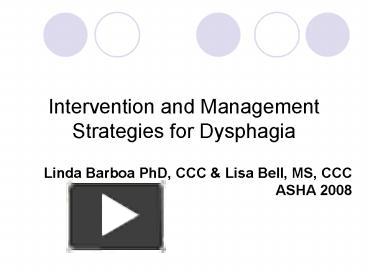 PPT – Intervention And Management Strategies For Dysphagia PowerPoint ...