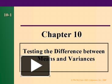 PPT – Testing The Difference Between Means And Variances PowerPoint ...