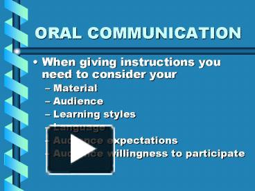 PPT – ORAL COMMUNICATION PowerPoint Presentation | Free To View - Id ...