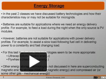 PPT – Energy Storage PowerPoint Presentation | Free To View - Id: D617e ...