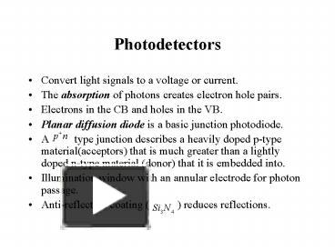 PPT – Photodetectors PowerPoint Presentation | Free To View - Id: D8a60 ...