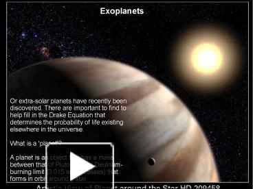 PPT – Exoplanets PowerPoint Presentation | Free To Download - Id: E0cf3 ...