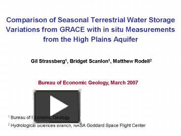 PPT – Comparison Of Seasonal Terrestrial Water Storage Variations From ...