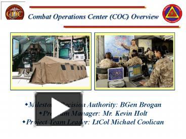 PPT Combat Operations Center COC Overview PowerPoint Presentation Free To View Id F F ZDc Z