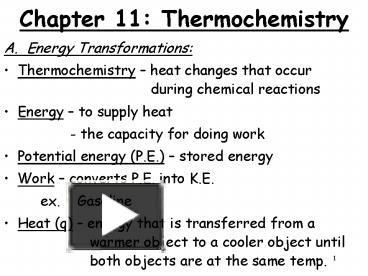 PPT Chapter 11 Thermochemistry PowerPoint Presentation Free To