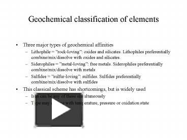 PPT – Geochemical Classification Of Elements PowerPoint Presentation ...