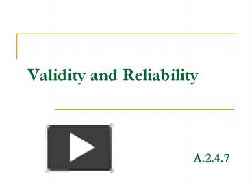 PPT – Validity And Reliability PowerPoint Presentation | Free To View ...