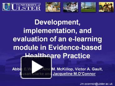 PPT – Development, implementation, and evaluation of an e-learning ...