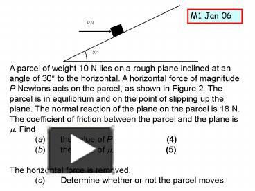 PPT – A parcel of weight 10 N lies on a rough plane inclined at an ...