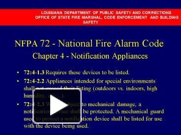 PPT – NFPA 72 National Fire Alarm Code Chapter 4 Notification ...