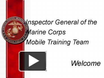 PPT – Inspector General of the Marine Corps PowerPoint presentation ...