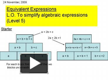 PPT – Equivalent Expressions PowerPoint presentation | free to view ...