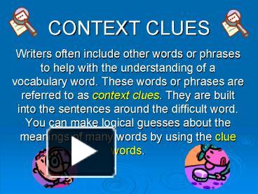 PPT – CONTEXT CLUES PowerPoint presentation | free to view - id: 1801fd ...