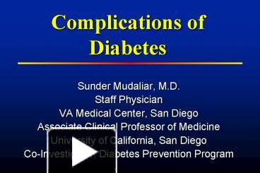 PPT – Complications of Diabetes PowerPoint presentation | free to ...