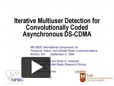 PPT – Iterative Multiuser Detection for Convolutionally Coded Asynchronous  DS-CDMA PowerPoint presentation | free to download - id: 1b433e-ZDc1Z