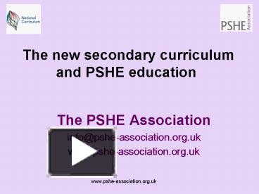 PPT – The new secondary curriculum and PSHE education PowerPoint ...