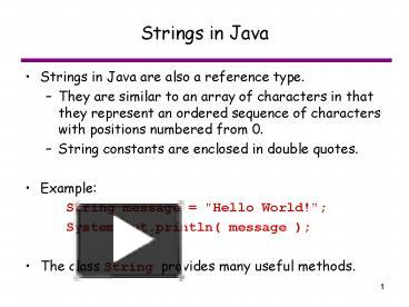 PPT – Strings in Java PowerPoint presentation | free to download - id ...