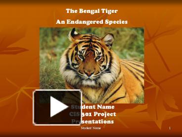 PPT – The Bengal Tiger PowerPoint presentation | free to view - id ...