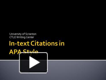 PPT – Intext Citations in APA Style PowerPoint presentation | free to ...