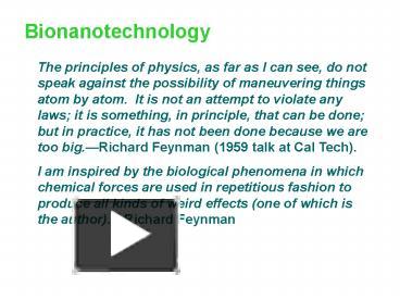 PPT – Bionanotechnology PowerPoint presentation | free to view - id ...