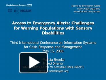 PPT – Access to Emergency Alerts: Challenges for Warning Populations ...