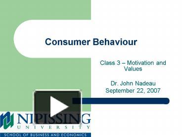 PPT – Consumer Behaviour PowerPoint presentation | free to view - id ...