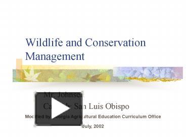 PPT – Wildlife and Conservation Management PowerPoint presentation ...