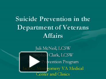 PPT – Suicide Prevention in the Department of Veterans Affairs ...